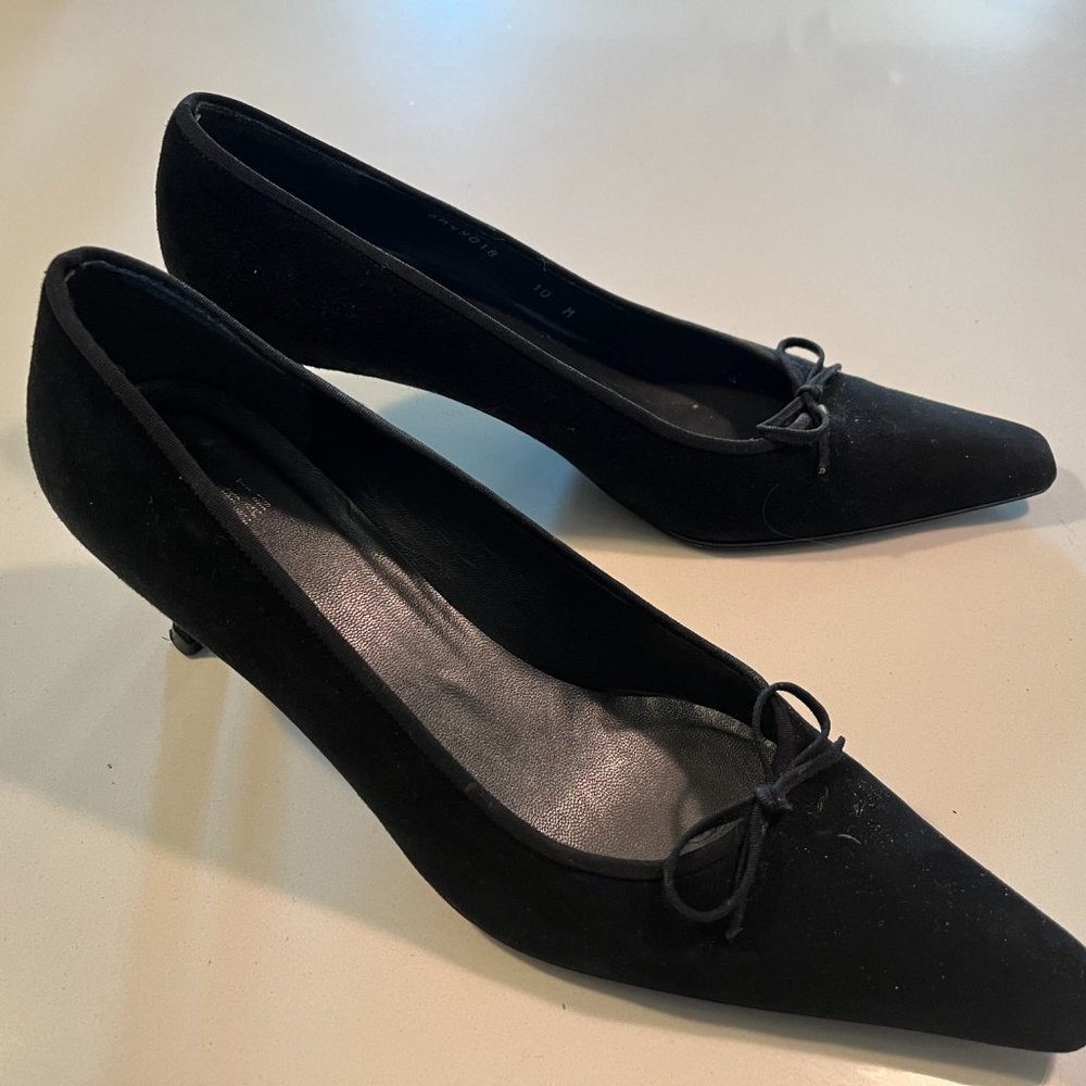 Size 10 Black Suede Stewart Weitzman Kitten Heel Pumps